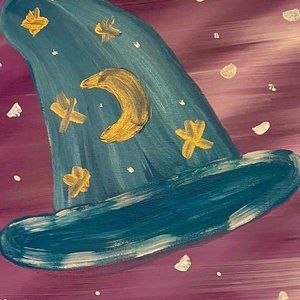 Original 14x14 Canvas Painting - Merlin's Hat